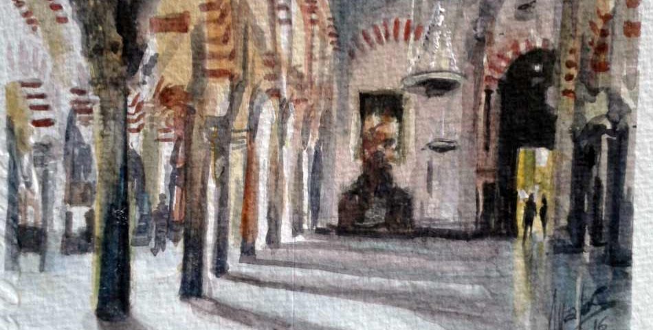 acuarela-juan-ramon-avalos-mezquita-de-cordoba