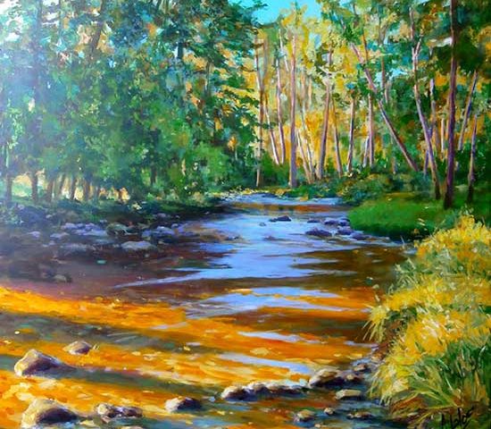 río Eresma, Acrílico de Juan Ramón Ávalos